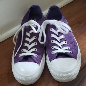 Converse low tops with purple lace